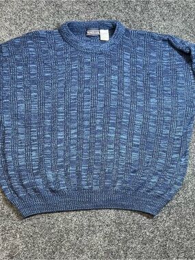 Vintage Private Club Blue Textured Grandpa Sweater Men’s 2XL